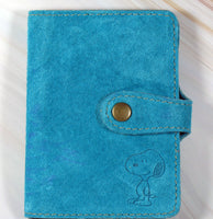 Snoopy Purse Size Suede Leather Photo Album Wallet With Credit Card Pockets - snoopn4pnuts.com