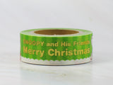 Snoopy Decorative Christmas Washi Masking Tape With Metallic Gold Graphics - Over 16 Feet Long!