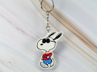 Snoopy Joe Cool Moveable Wood Key Chain - snoopn4pnuts.com