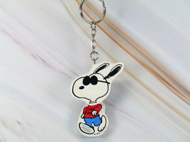 Snoopy Joe Cool Moveable Wood Key Chain - snoopn4pnuts.com