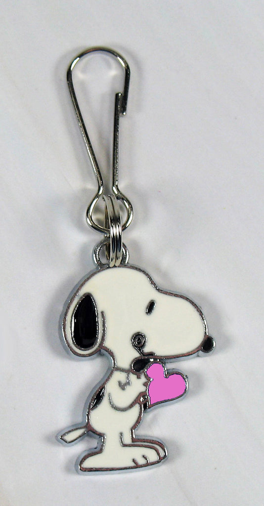 Snoopy's Pink Heart Silver Plated Zipper Pull