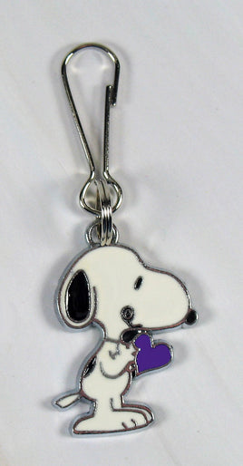 Snoopy's Purple Heart Silver Plated Zipper Pull - snoopn4pnuts.com