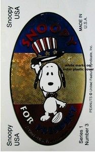 Snoopy For President  Series 1 No. 3 Sticker - Reduced Price!