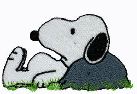 Snoopy Leans Against Rock Patch
