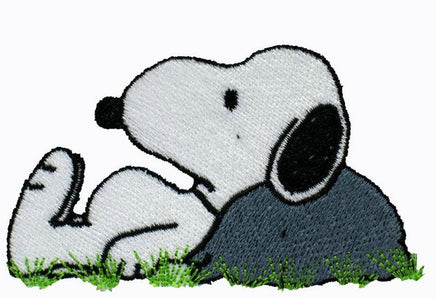 Snoopy Leans Against Rock Patch