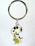 Snoopy Joe Cool Sax Silver Plated Key Chain (Off-White)