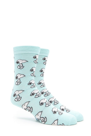 Men's Snoopy Socks - Mint Green  On Sale!