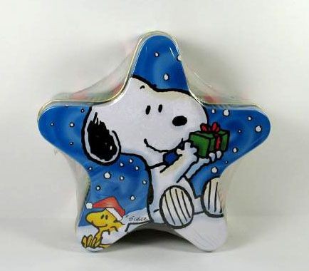 Snoopy Star-Shaped Candy-Filled Tin Canister Ornament