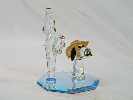Silver Deer Vintage Crystal Spike With Cactus Figurine - EXTREMELY RARE! - snoopn4pnuts.com