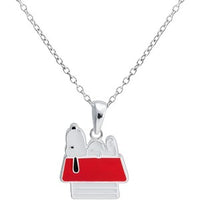 Snoopy On Doghouse Silver Plated Necklace