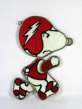 Snoopy Skater 2-D Leaded Stained Glass Decor