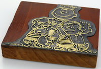 Peanuts Metal Stamp On Wood Base - RARE! - snoopn4pnuts.com