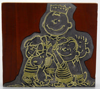 Peanuts Metal Stamp On Wood Base - RARE!