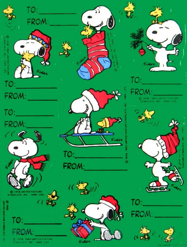 Snoopy Vintage Holiday Gift Tags / Seals
