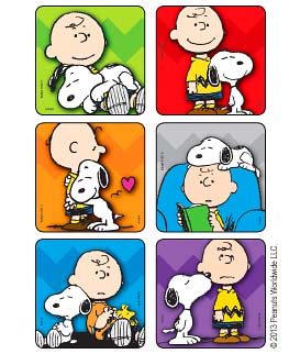 Charlie Brown And Snoopy 6-Piece Sticker Set