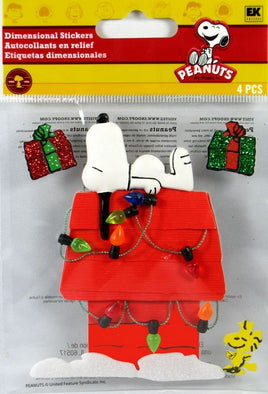 Snoopy's Christmas Doghouse Dimensional Stickers / Scrapbooking Embellishments (Plastic String Light