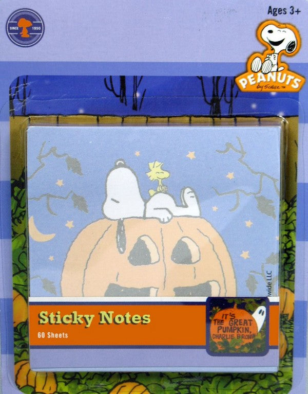 Snoopy Halloween Sticky Notes Pad - Pumpkin Patch
