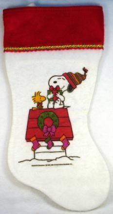Snoopy's Decorated Doghouse Vintage Fleece Christmas Stocking