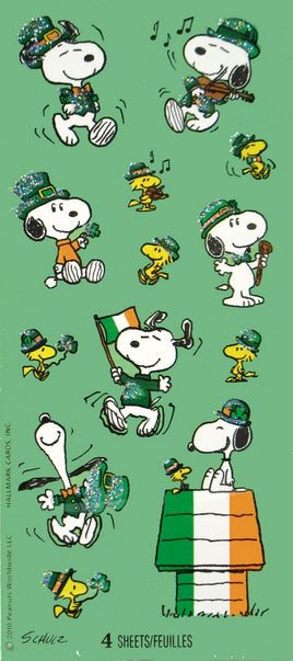 Snoopy St. Patrick's Day Glitter Stickers
