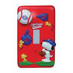 2-D Snoopy Baseball Switch Plate Cover