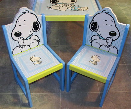 Baby Snoopy Wood Table and Chairs Set - Little Buddies (Used But NEAR MINT) - snoopn4pnuts.com