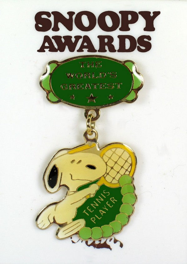 Snoopy Awards Dangling Enamel Pin - World's Greatest Tennis Player