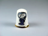 Peanuts Gang Bone China Thimble With Gold Gilding - Snoopy Astronaut