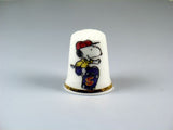 Peanuts Gang Bone China Thimble With Gold Gilding - Snoopy Skateboarder