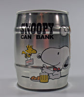 Snoopy Barrel-Shaped Tin Bank With Pull-Tab Lid