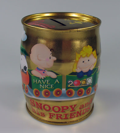 Snoopy Barrel - Shaped Tin Bank (NO Stopper) - snoopn4pnuts.com