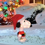 3-D Soft Lighted Tinsel Yard Art - Snoopy Santa  (18" High)