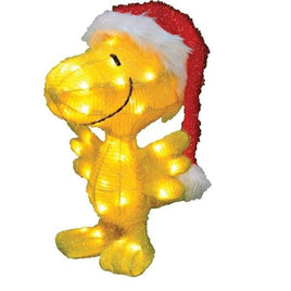 3 - D Soft Lighted Tinsel Yard Art - Woodstock Christmas - snoopn4pnuts.com