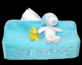 Snoopy And Woodstock Plush Tissue Box Cover - Blue