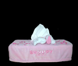 Snoopy And Woodstock Plush Tissue Box Cover - Pink