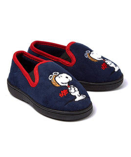 Snoopy Flying Ace Micro - Suede Toddler Slippers (Navy) - snoopn4pnuts.com