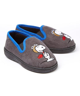 Snoopy Flying Ace Micro - Suede Toddler Slippers (Gray) - snoopn4pnuts.com