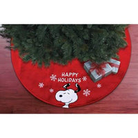 Peanuts Padded Velour Christmas Tree Skirt - Happy Holidays - snoopn4pnuts.com