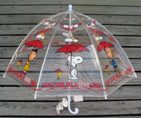 Child's Peanuts Clear Vinyl Umbrella (Blue Handle/New But Snap Closure Doesn't Work)