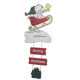 Snoopy In Sleigh Sparkling Glitter Wall Decor