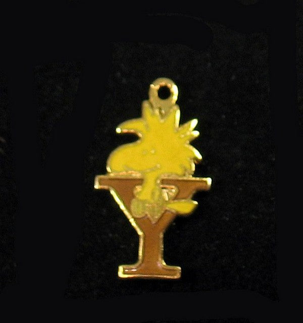 Woodstock Alphabet Cloisonne Charm - Gold "Y"