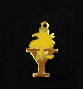 Woodstock Alphabet Cloisonne Charm - Gold "Y" - snoopn4pnuts.com
