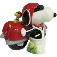 Snoopy Joe Cool and Motorcycle Salt and Pepper Shakers
