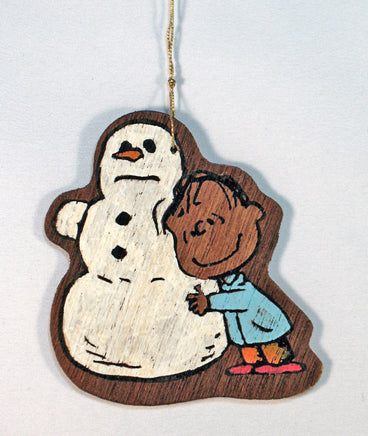 Peanuts Vintage Wood Chrismas Ornament - Linus And The Snowman