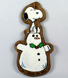 Wooden Ornament - Snoopy On Snowman