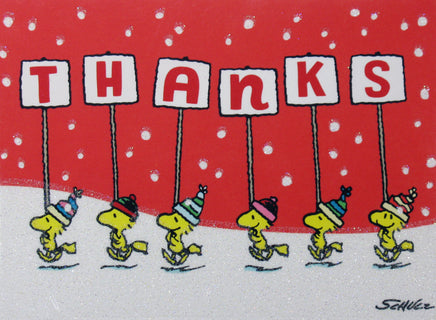 Woodstock Holiday Glittery Thank You Cards - snoopn4pnuts.com