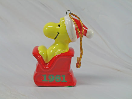 1979 Woodstock On Sleigh Christmas Ornament - snoopn4pnuts.com