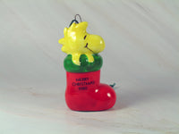 1980 Woodstock In Stocking Christmas Ornament - snoopn4pnuts.com