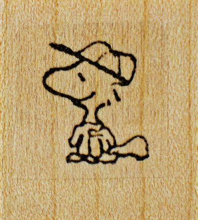 Woodstock Smiling Baseball Player Rubber Stamp (New Remounted) - snoopn4pnuts.com
