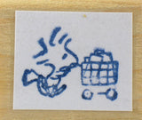 RARE Peanuts Rubber Stamp - Woodstock Shopping (Used / Minor Ink Stains)
