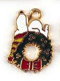 Snoopy On Christmas Wreath Cloisonne Charm